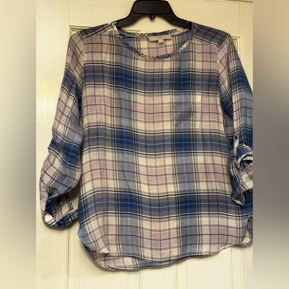 Plaid Women's Top - Blue and Pink